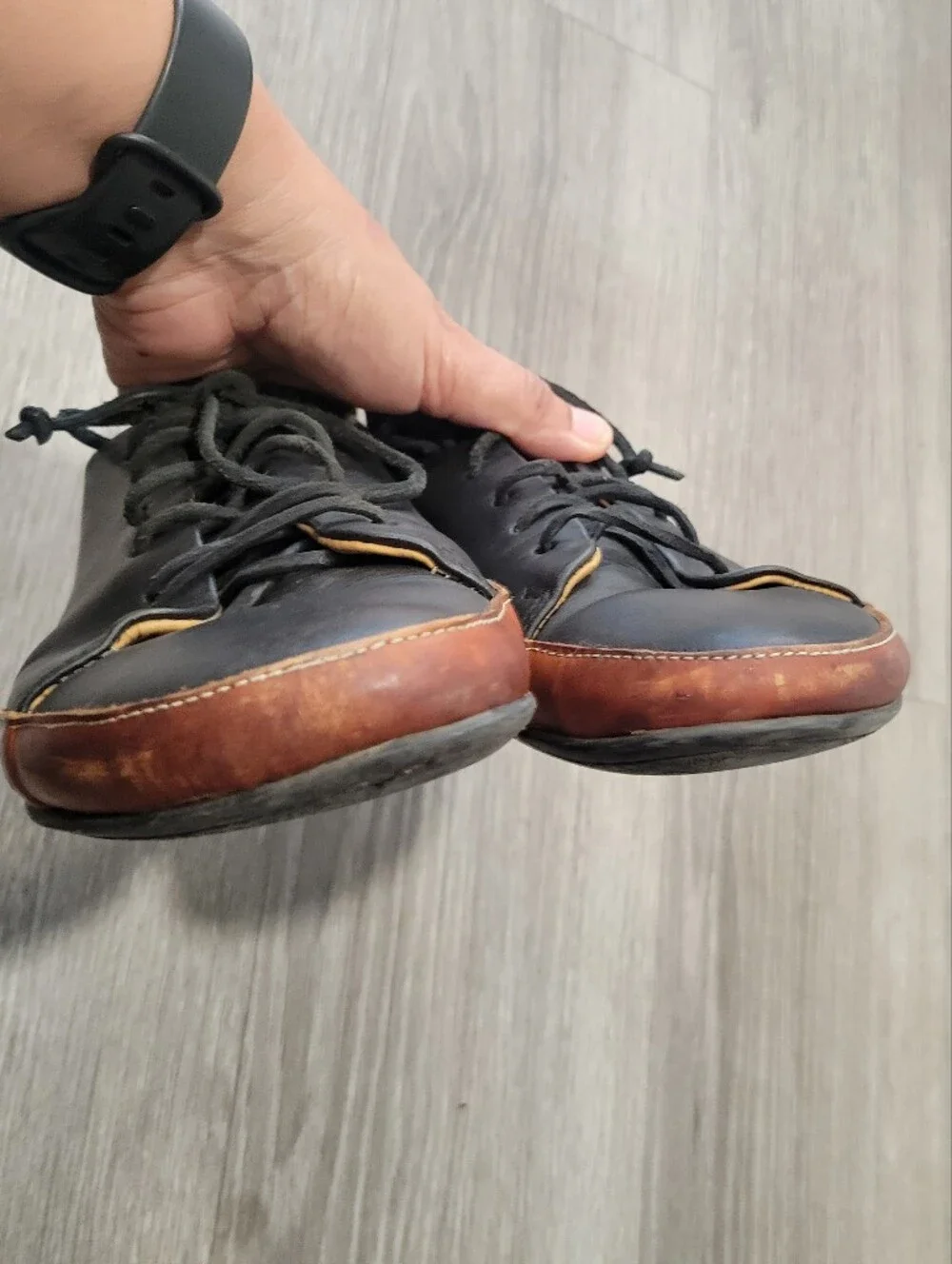 Vivobarefoot Black and Brown Minimalist Timeless Leather shoes Size 8